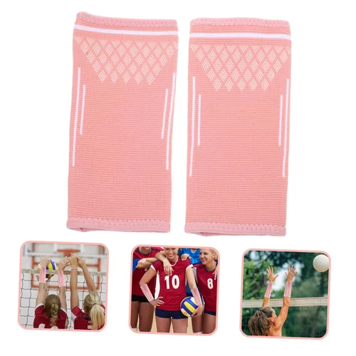 Vista 3 de ibasenice Mangas de voleibol para brazos, muñequera elástica deportiva para mujer, protector de brazo acolchado para uso atlético, 1 par