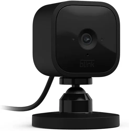 Vista 2 de Blink Mini - Cámara de seguridad inteligente compacta, conectable, para interiores, con video de alta definición 1080 y detección de movimiento