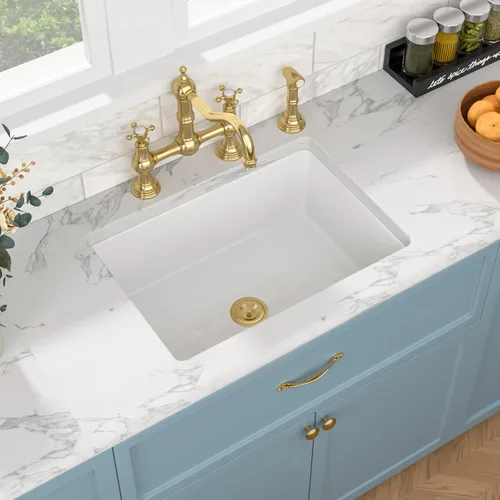 Vista 2 de Sarlai Fregadero de cocina blanco de 30 pulgadas, fregadero de cocina grande de 30 x 18 x 10 pulgadas, fregadero blanco de montaje superior, lavabo