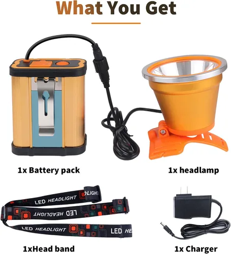 Vista 5 de Linterna de cabeza LED recargable súper brillante – Linterna de cabeza portátil impermeable de alta potencia, 3 modos de iluminación ajustables