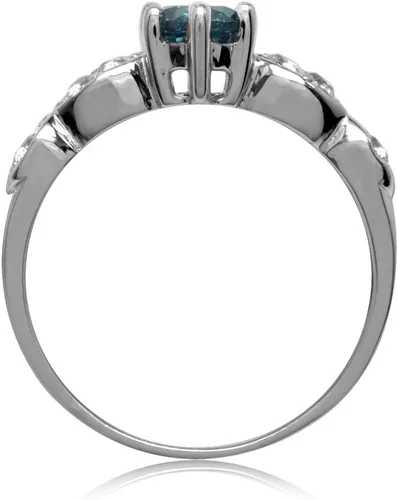 Vista 3 de Silvershake 5mm Round Shape White Gold Plated 925 Sterling Silver Engagement Ring