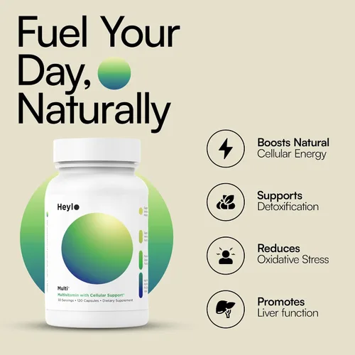 Vista 2 de Heylo Multi+ Suplemento multivitamínico avanzado – Aumenta la energía, mejora el apoyo inmunológico, proporciona protección antioxidante, promueve