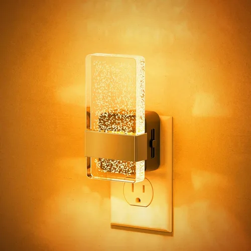 Vista 15 de JandCase Luces nocturnas enchufables a la pared, sensor de atardecer a amanecer, LED blanco suave de 3000 K, diseño acrílico, brillo ajustable de 0