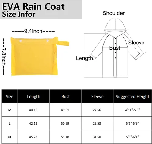 Vista 6 de Poncho de lluvia de EVA reutilizable para adultos, unisex, hombres y mujeres, impermeable largo transparente con capucha