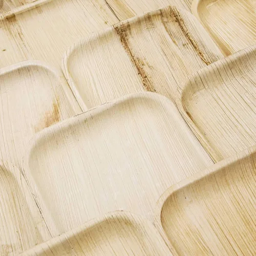 Vista 9 de ECODECO Platos de hoja de palmera – 50 piezas cuadrados de 8 pulgadas – Platos desechables como bambú para fiesta con cubiertos