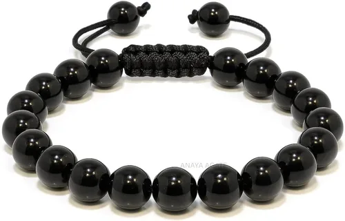 Vista 237 de Adjustable Crystal Bracelet – Gemstone Bead Bracelet with Adjustable Macrame String – Chic Gemstone Bracelet for Men and Women – 8mm Round Healing