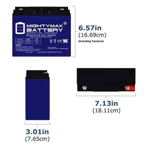 Vista 2 de Mighty Max Battery Batería GEL de 12V 22AH para scooter Baoshi 6-DZM-20 6DZM20 - Paquete de 4