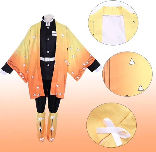 Vista 3 de Zenitsu Cosplay Costume Adult Zenitsu Kimono Cosplay for Halloween Anime Costume Women Kids