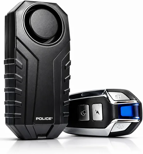 Vista 2 de Police Alarma de bicicleta con control remoto 113dB inalámbrico antirrobo vibración, sensor de movimiento, sistema de seguridad impermeable