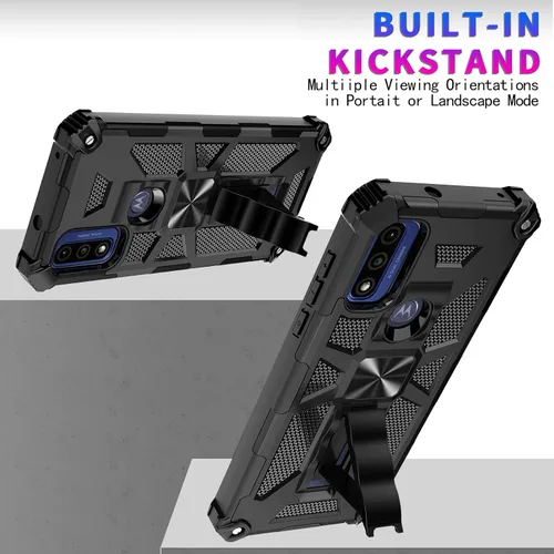Vista 3 de Funda para Moto G Play 2023, Moto G Power 2022 con protector de pantalla de vidrio templado (cobertura completa) a prueba de golpes [grado militar]