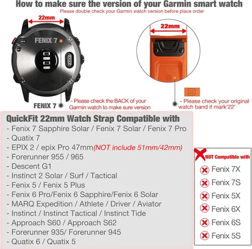 Vista 2 de Fenix 5X Plus - Correa de silicona para reloj, YOOSIDE de 0.086 pulgadas, ajuste rápido, impermeable, correa de repuesto para reloj Garmin Fenix