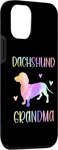Vista 3 de Carcasa para iPhone 14 con diseño de perro salchicha abuela Wiener Dog Nana Rainbow Watercolor Case