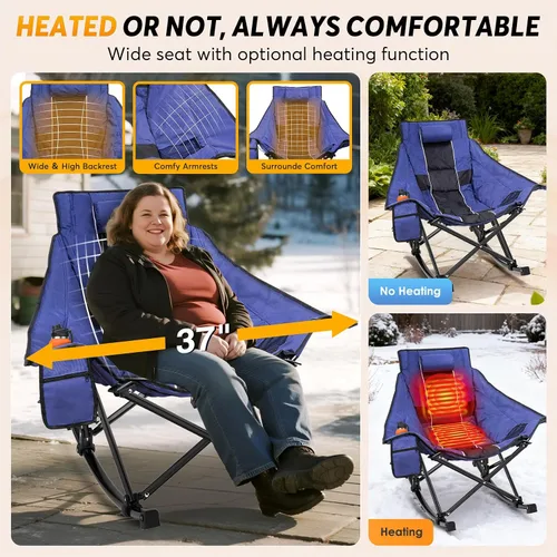 Vista 6 de Suteck Silla mecedora con calefacción, sillas de campamento plegables azul (blue sky)