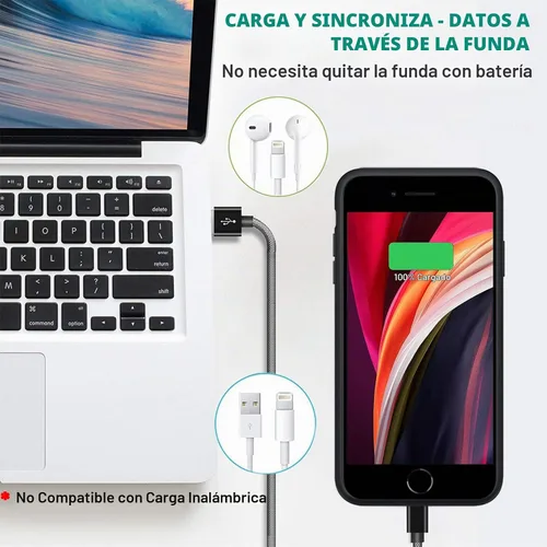 Vista 6 de Funda de batería para iPhone 8/7/6S/6/SE 2020/SE 3, 10000mAh Funda protectora de carga portátil recargable compatible con iPhone 8/7/6S/6/SE 2020/SE