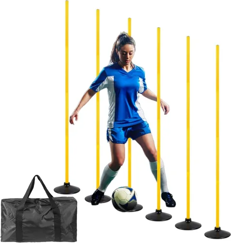 Vista 7 de 6 Pcs 5 FT Adjustable Agility Training Poles for Soccer,Basketball,Football, Horse,Dog-Speed and Agility Training Equipment Sports Training Poles
