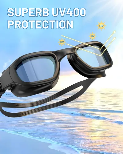 Vista 2 de Gafas de natación polarizadas, gafas de natación unisex para adultos, antivaho, anti UV, vista amplia, gafas de piscina para hombres y mujeres