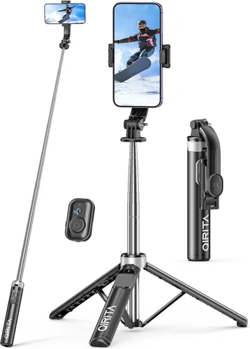 Vista 10 de Trípode para palo de selfie de 51 pulgadas, soporte extensible para teléfono celular con control remoto, trípode de viaje de aleación de aluminio