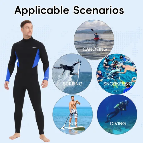 Vista 6 de Mens 5mm Full Wetsuit Ultra-Stretch Neoprene Surfing Diving Suit