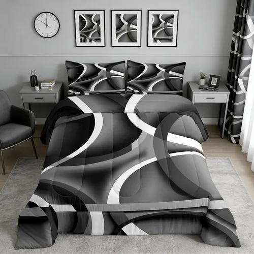 Vista 27 de Castle Fairy Juego de edredón con estampado azteca occidental, juego de ropa de cama geométrica a rayas marrones para niños y adolescentes