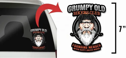 Vista 3 de Grumpy Old Bikers Club - Calcomanía de 7 pulgadas para coches, camiones, motocicletas, barcos y portátiles