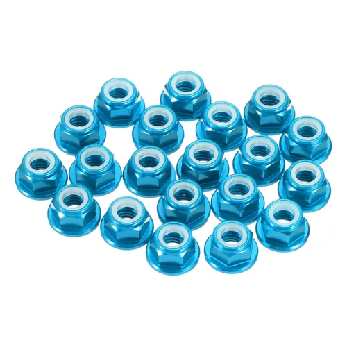 Vista 29 de MECCANIXITY 30 piezas de tuercas de bloqueo de aleación de aluminio M3 con paso de 0.5 mm, tuercas hexagonales con brida de nylon con rosca serrada