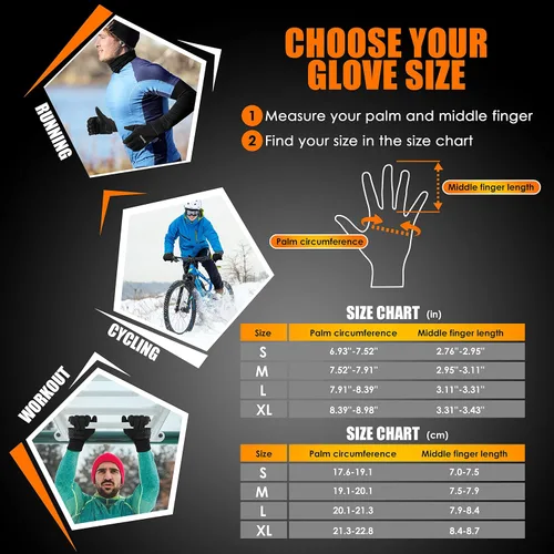 Vista 6 de Guantes de invierno para hombres y mujeres guantes cálidos impermeables para clima frío guantes térmicos con pantalla táctil para entrenamiento