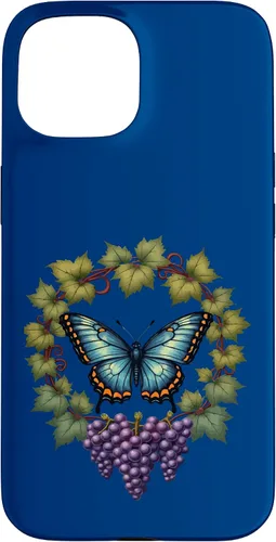 Vista 6 de Blue Winged Diana Fritillary Butterfly and Grape Vine Case for iPhone XR