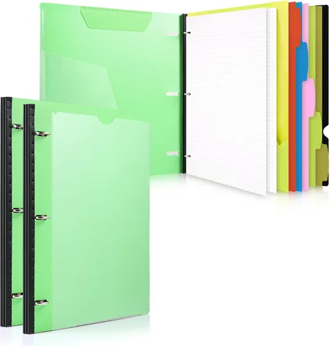 Vista 11 de WOT I Paquete de 1 Carpeta de Anillas Telescópica de 3 Anillas - Cubierta Personalizable, 5 Divisores y Carpeta de Bolsillo en un Organizador Negro