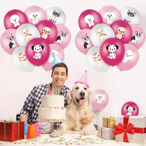 Vista 4 de Threan 36 globos para cachorros, globos para perros de 12 pulgadas, decoraciones de cumpleaños, suministros de fiesta temática de perros