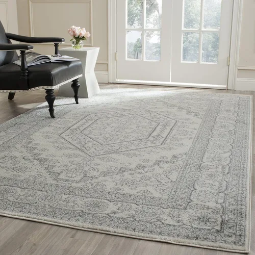 Vista 140 de SAFAVIEH ADR108B - Tapete de la colección Adirondack, 2 pies 1 pulgada x 6 pies, marfil y plateado, diseño de medallón oriental, no desprende