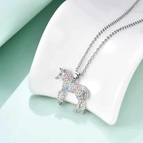 Vista 2 de Collar de caballo, lobo, jirafa, dinosaurio, regalos, collar de flamenco, elefante, perezoso, llama, sirena, joyería para mujeres