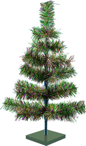 Vista 8 de Soporte de base de madera para árbol de Navidad con temática de Mardi Gras, 18 pulgadas