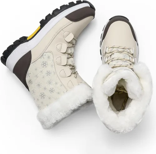 Vista 2 de COOJOY - Botas de nieve a media caña, peludas, e impermeables de mujer para el invierno