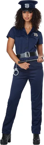 Vista 2 de Disfraz de mujer de policía, Azul Patchwork