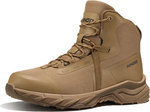 Vista 8 de NINGO Botas de trabajo impermeables con punta suave para hombres, zapatos Negro