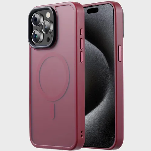 Vista 22 de Tigowos Funda magnética para iPhone 15, resistente a las caídas, sensación de piel mate, a prueba de golpes, ajuste delgado para iPhone 15, negro