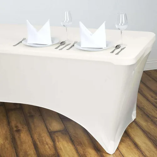 Vista 40 de Efavormart - Mantel rectangular de elastano elástico beige de 4 pies