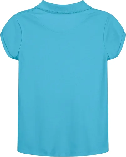 Vista 2 de Nautica - Camisa polo de manga corta para uniforme escolar de niñas, cierre de botón, tela de piqué suave