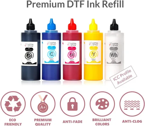 Vista 2 de Recambio de tinta DTF prémium para impresoras de inyección de tinta, impresión de película de transferencia de calor (33.8 fl oz, blanco)