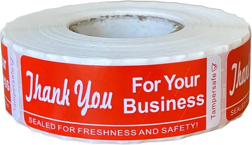 Vista 4 de Sellado a manipulaciones – Thank You for Your Business (1 x 3 pulgadas, 500 unidades) adhesivo de seguridad para entrega de alimentos para Rollo