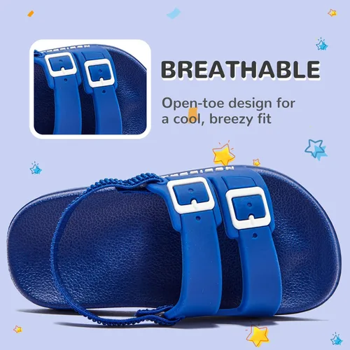 Vista 3 de HOBIBEAR Sandalias para niños y niñas, zapatos planos con punta cerrada, zapatos de agua para niños, zapatos de playa de verano (bebéniño pequeño)