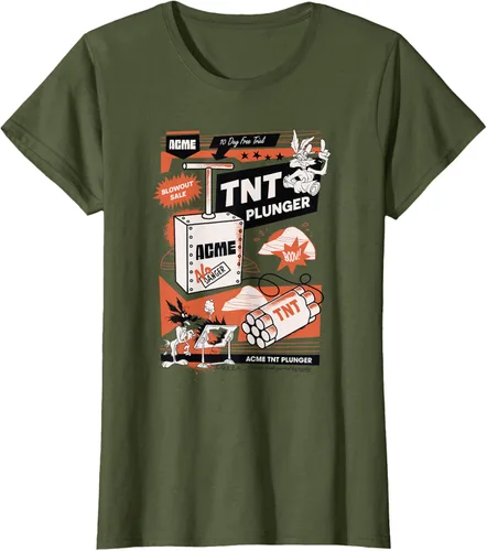 Vista 47 de Looney Tunes Wile E. Coyote - Camiseta de émbolo TNT, Blanco, S