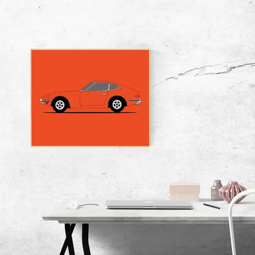 Vista 4 de Custom Car Posters CUSTOMIZABLE COLOR Handmade Poster compatible with Datsun 240Z (1970-1973) (Side Profile) Print Wall Art Décor - 8x10 Metallic