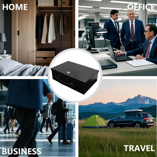 Vista 6 de Yuanshikj Caja Fuerte Ignífuga con Cerradura para Documentos, Cerradura de Acero de Seguridad con Asa de Transporte, para Artículos Personales
