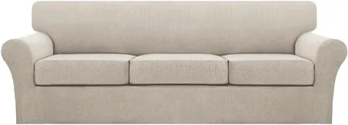 Vista 139 de Turquoize 2 fundas para sillas de sala de estar, funda de sofá con fundas de cojín individuales, funda de muebles para sillas (silla, beige biscotti)