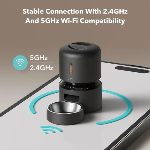 Vista 4 de PETLIBRO Comedero automático para gatos, comedero WiFi 5G para mascotas con preservación de frescura, comederos temporizados para gatos secos, hasta