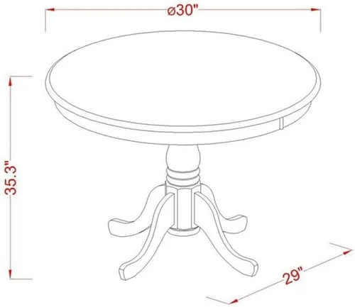 Vista 5 de East West Furniture EDBU3-MAH-LC - Juego de mesa de comedor de 3 piezas, altura de mostrador, 30 x 30, caoba