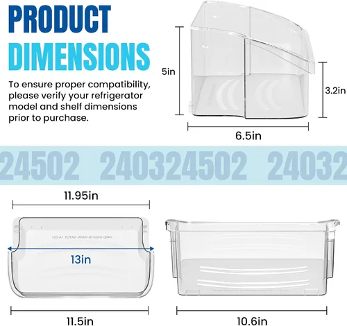 Vista 3 de AMI PARTS 240324502 Estante para puerta del refrigerador Compatible con Crosley, Frigi-daire, Kenmore Reemplazo 844402, AP2549806, PS429767