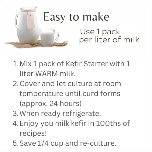 Vista 3 de Polvo de cultivo de kéfir de leche liofilizada (paquete de 12) kéfir de leche con cultivos para bebidas probióticas burbujeantes, agua de soda