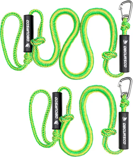 Vista 13 de Obcursco Líneas de muelle elásticas para barco, cuerda de amarre con clips de acero inoxidable 316, accesorios para moto acuática, PWC, SeaDoo